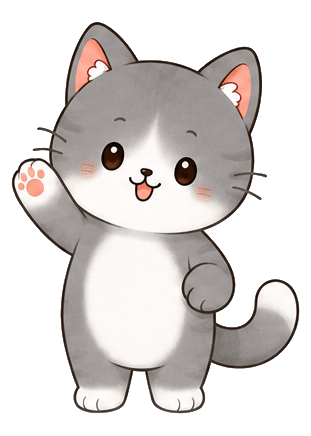 Gray StepCat cat waving