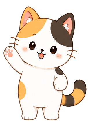 Calico StepCat cat waving